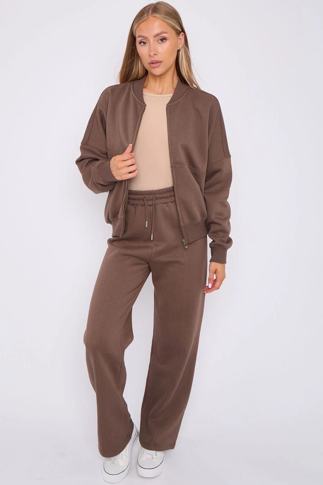 Women Bomber Oversize Baggy 2 Piece Lounge Wear Casual Set Ladies Suit Tracksuit