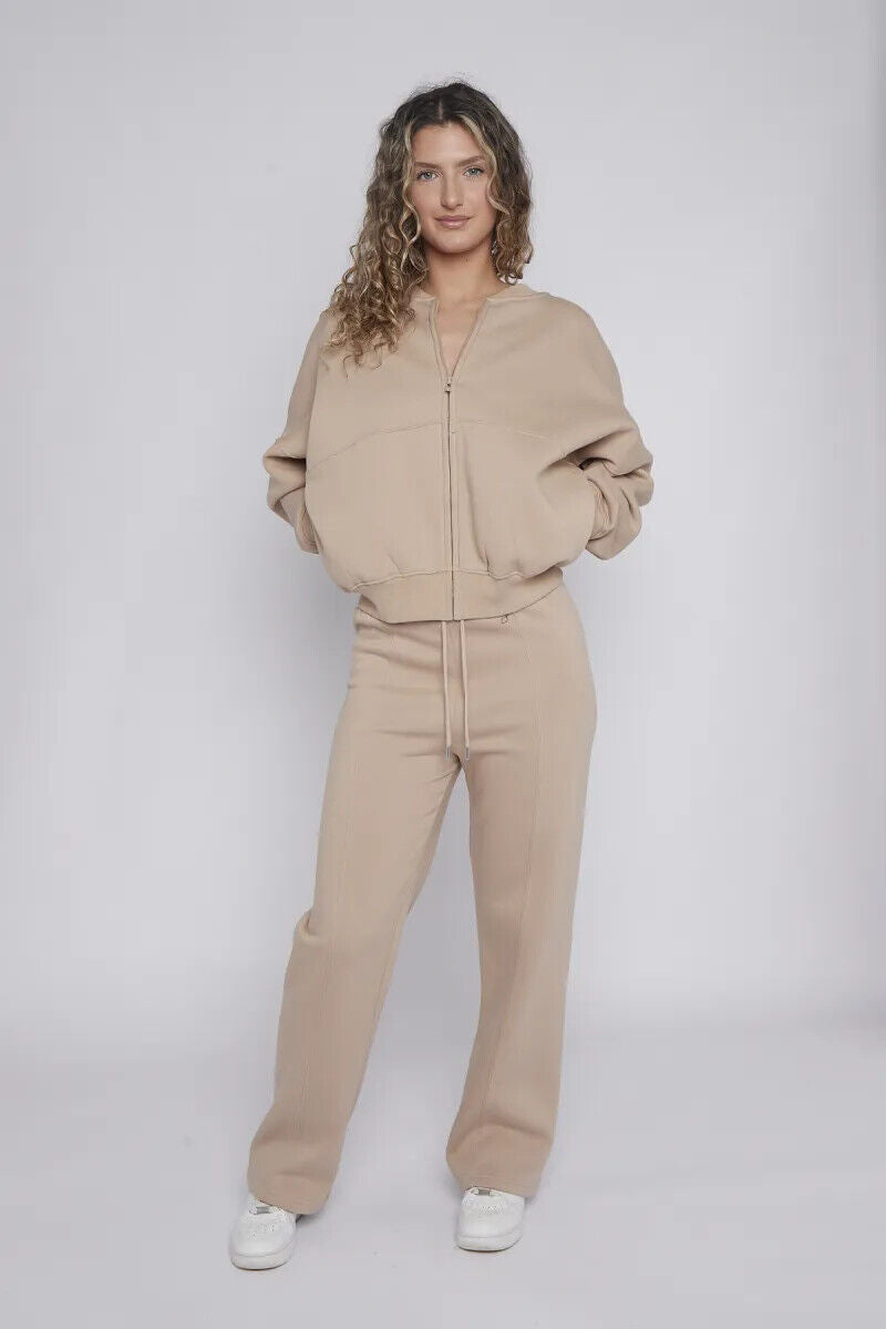 Women Bomber Oversize Baggy 2 Piece Lounge Wear Casual Set Ladies Suit Tracksuit