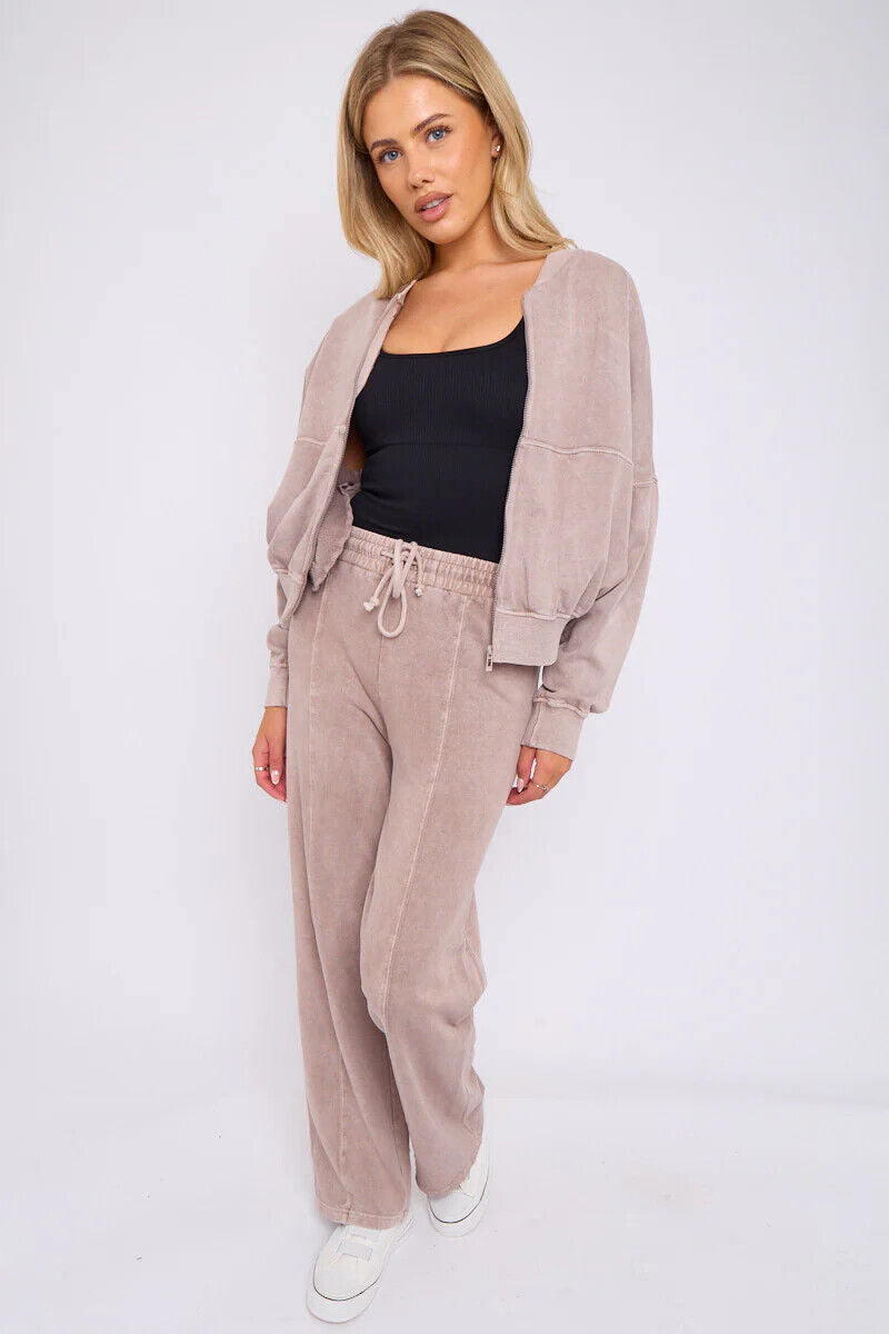 Women Bomber Oversize Baggy 2 Piece Lounge Wear Casual Set Ladies Suit Tracksuit