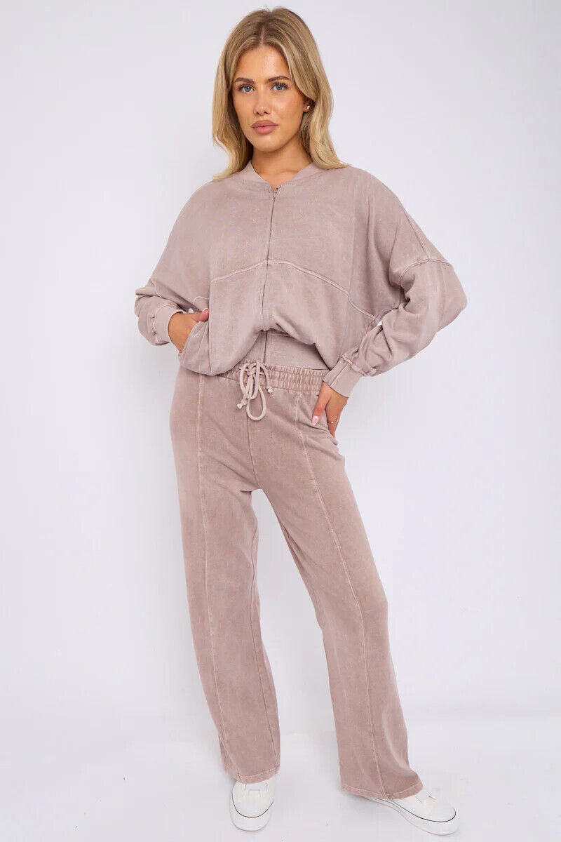 Women Bomber Oversize Baggy 2 Piece Lounge Wear Casual Set Ladies Suit Tracksuit