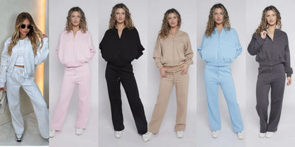 Women Bomber Oversize Baggy 2 Piece Lounge Wear Casual Set Ladies Suit Tracksuit