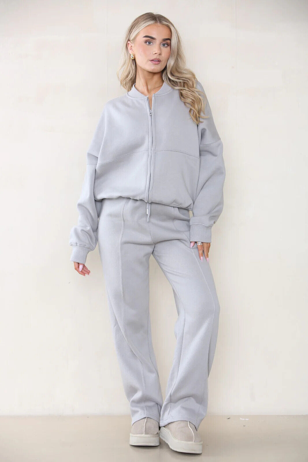 Women Bomber Oversize Baggy 2 Piece Lounge Wear Casual Set Ladies Suit Tracksuit