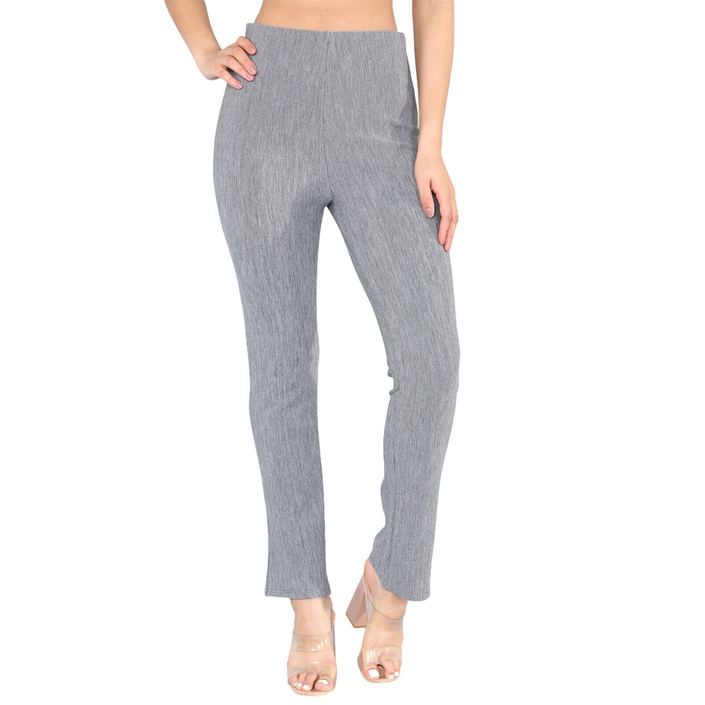 2 PACK WOMENS BOOTLEG TROUSERS LADIES BOOTCUT STRETCH FINELY RIBBED WORK BOTTOMS